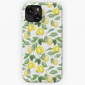 Modern Green Yellow Watercolor Lemon Summer Fruit iPhone 15 Slim Phone Case Cover