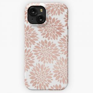 Modern Rose Gold Geometric Floral Abstract iPhone 15 Slim Phone Case Cover