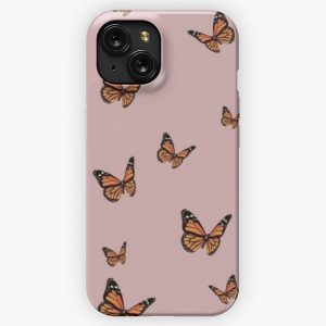 Monarch Butterflies With Pink Background iPhone 15 Slim Phone Case Cover