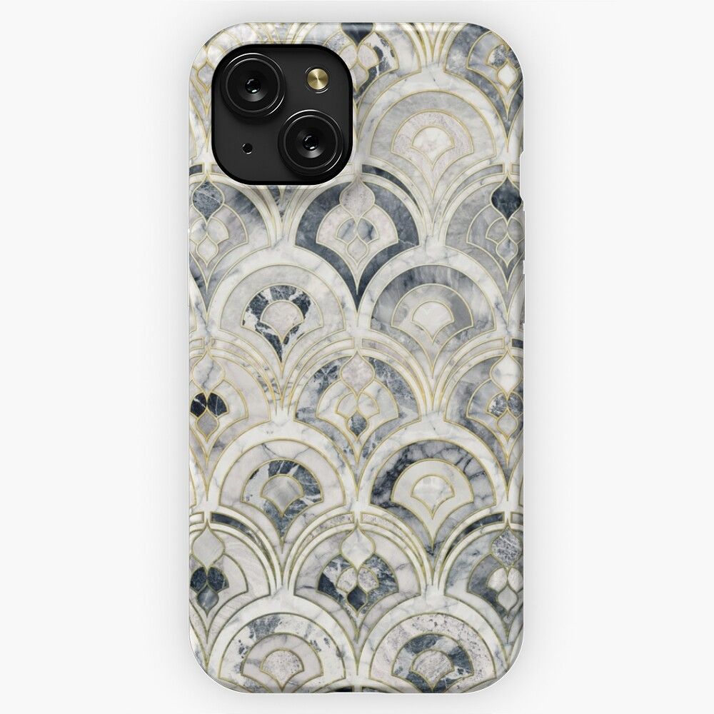 Monochrome Art Deco Marble Tiles iPhone 15 Slim Phone Case Cover