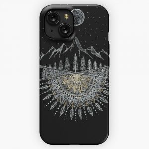 Moon And Stars Night Sky Mountain Range Arrow Mandala iPhone 15 Slim Phone Case Cover
