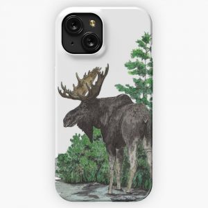 Moose Watercolor iPhone 15 Slim Phone Case Cover