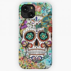 Mosaic Sugar Skull Day Of The Dead iPhone 15 Slim Phone Case Cover