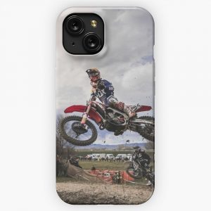 Motocross Racer Grabbing Big Air iPhone 15 Slim Phone Case Cover