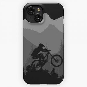Mountain Biker Silhouette iPhone 15 Slim Phone Case Cover