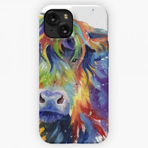Multicolour Highland Cow iPhone 15 Slim Phone Case Cover