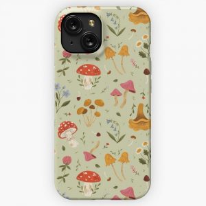 Mushrooms And Wildflowers iPhone 15 Slim Phone Case Cover