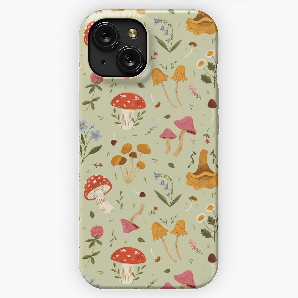 Mushrooms And Wildflowers iPhone 15 Slim Phone Case Cover