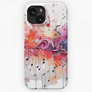 Music Notes Musical Theme Digital Print iPhone 15 Slim Phone Case Cover