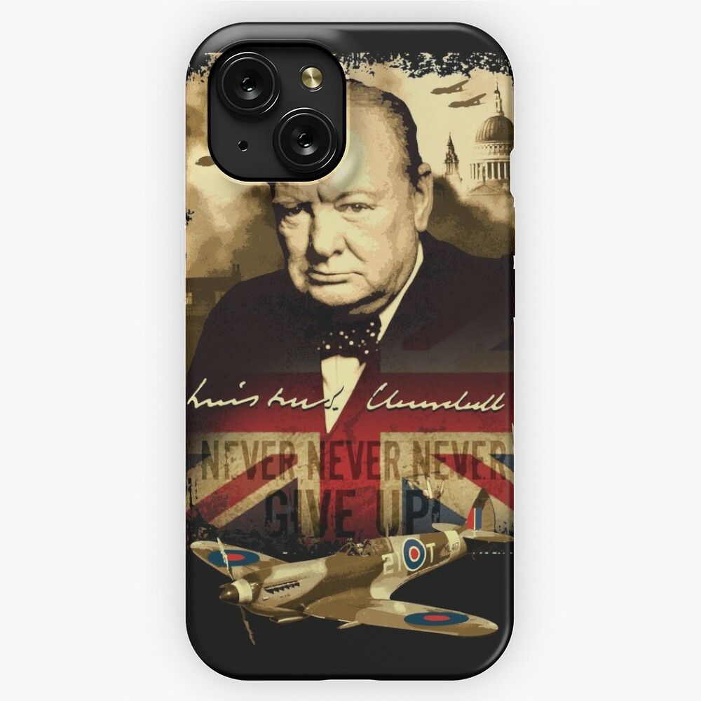 Never Never Never Give Up Winston Churchill iPhone 15 Slim Phone Case Cover