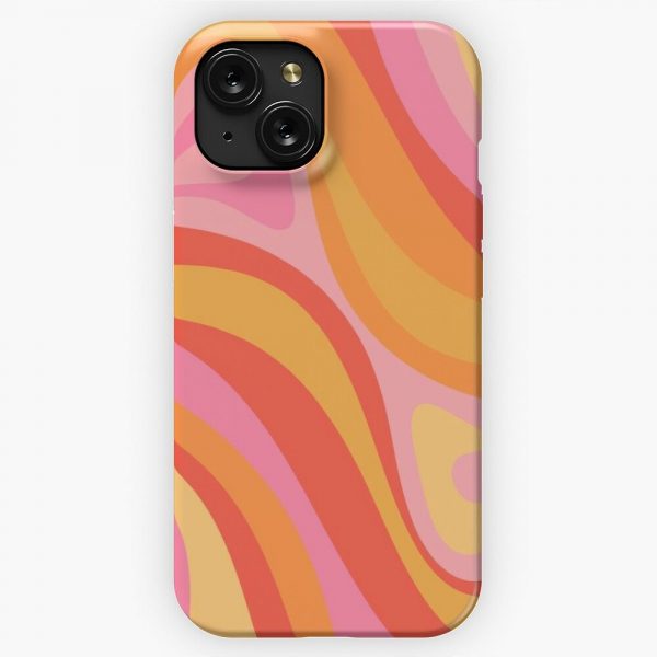 New Groove Retro Swirl Abstract Pattern Pink Orange Yellow iPhone 15 Slim Phone Case Cover